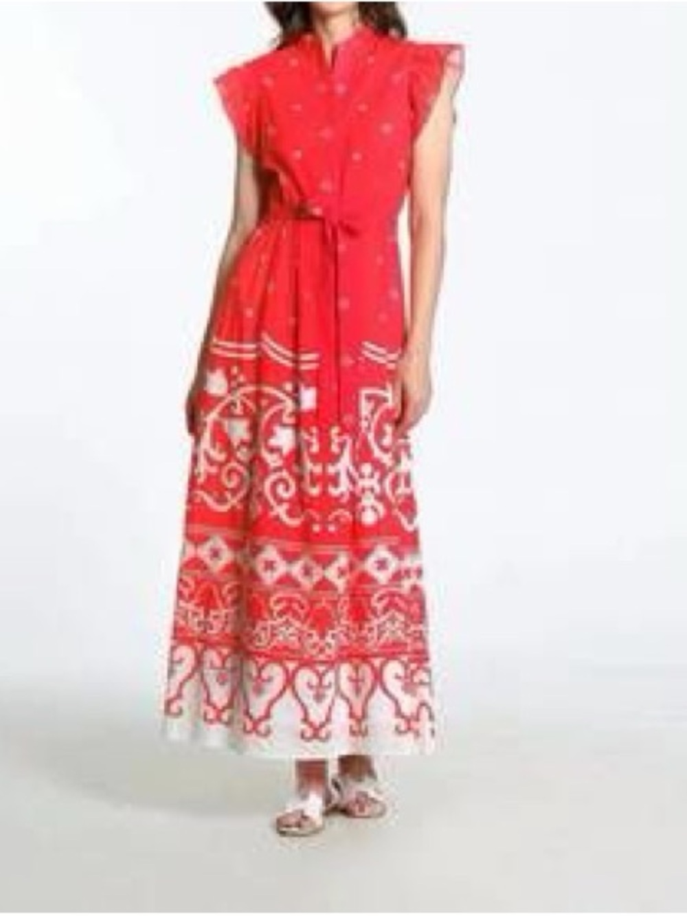 Sheridan French Maxi Dress in Flame and White
